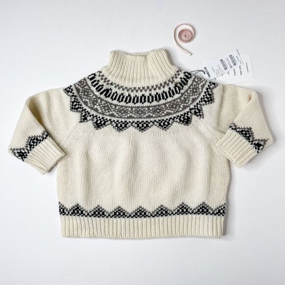 NWT Tambere FairIsle Ivory Wool/Cashmere Blend Turtleneck Gender Neutral Sweater - Picture 2 of 13